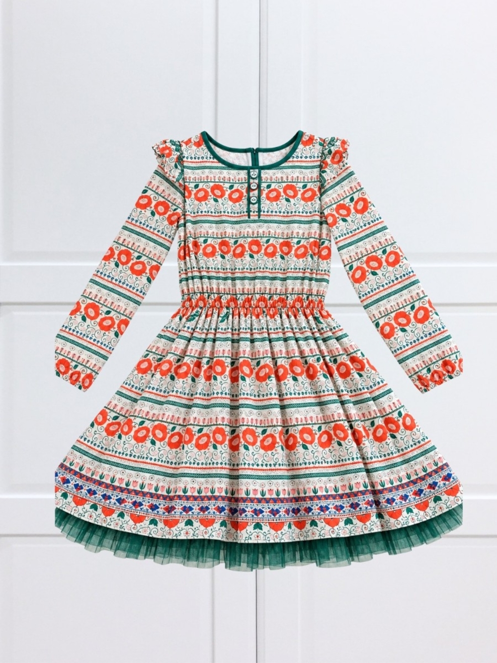 Matilda Jane 435 Girls Size 8 Floral Boho Tulle Dress Long Sleeve